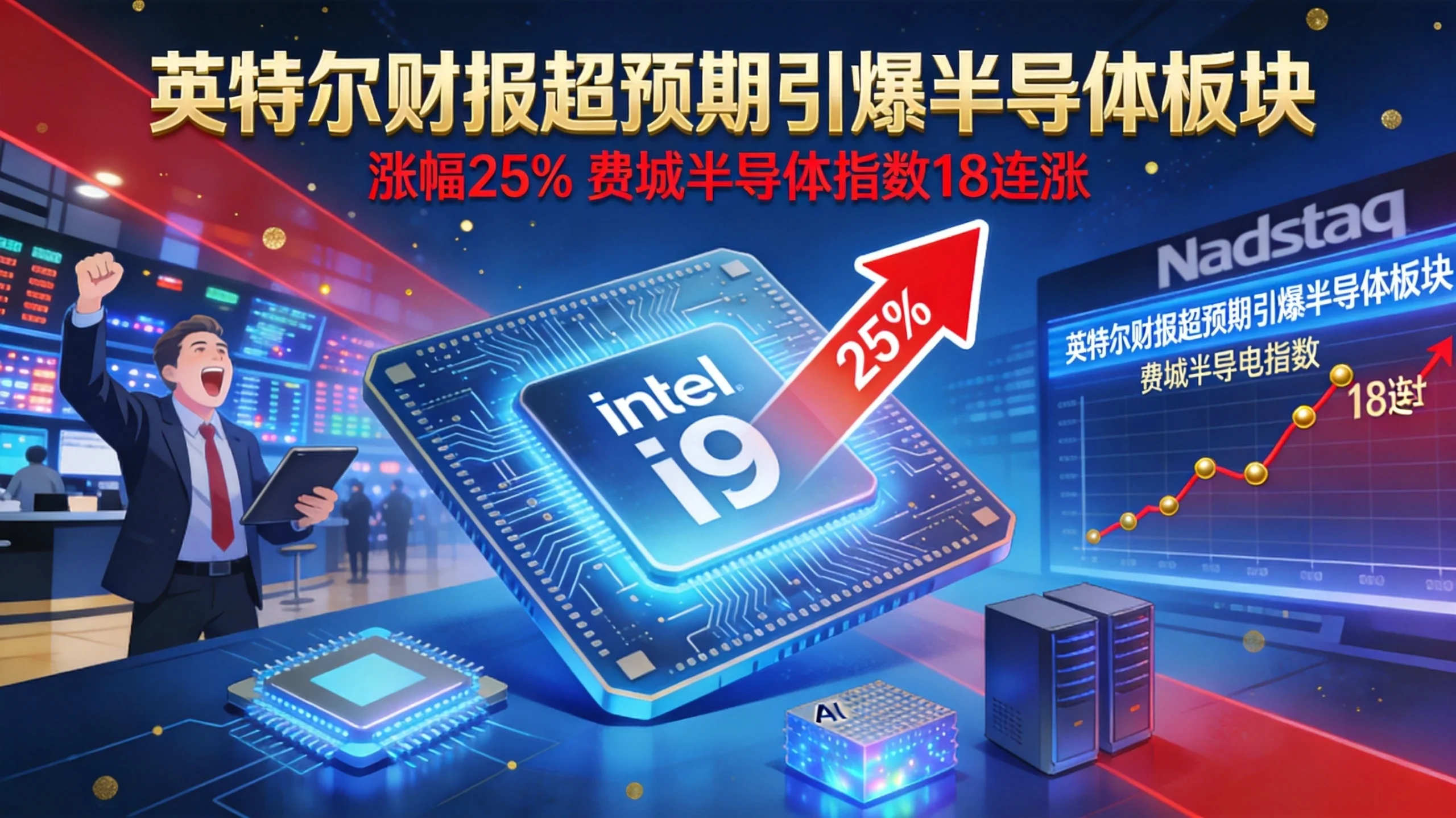 英特尔财报超预期引爆半导体板块,全球市场震荡分化