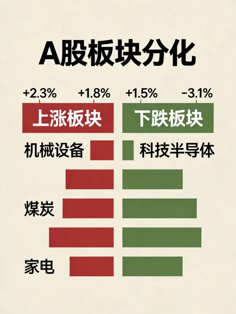 A股板块涨跌分化对比图
