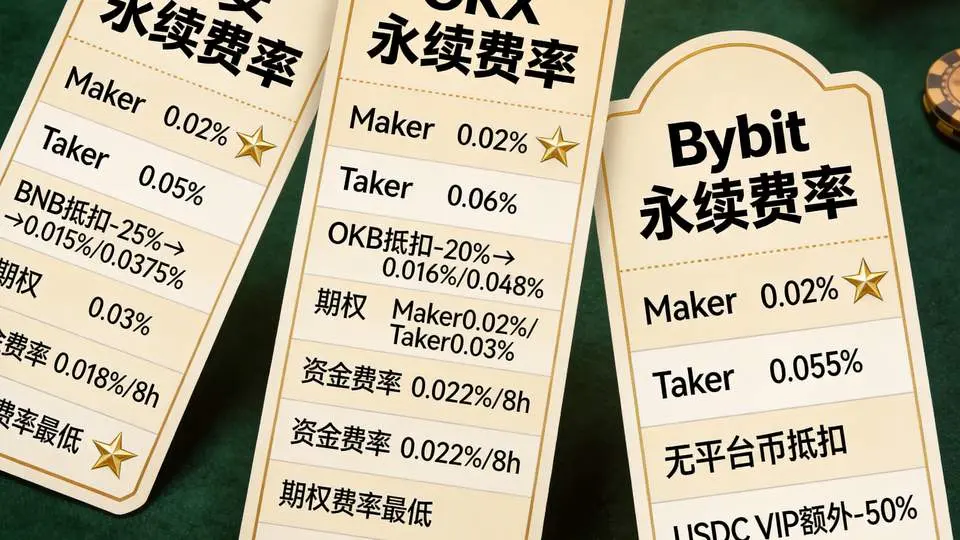 赌桌三牌对比币安OKX与Bybit费率