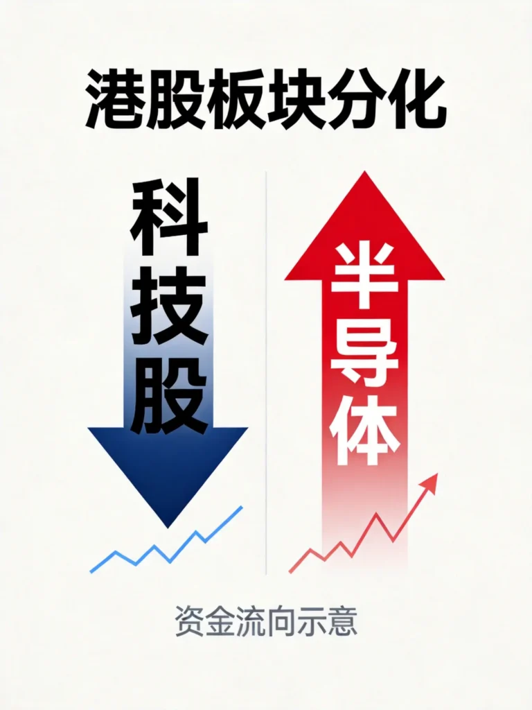 港股板块分化资金流向示意