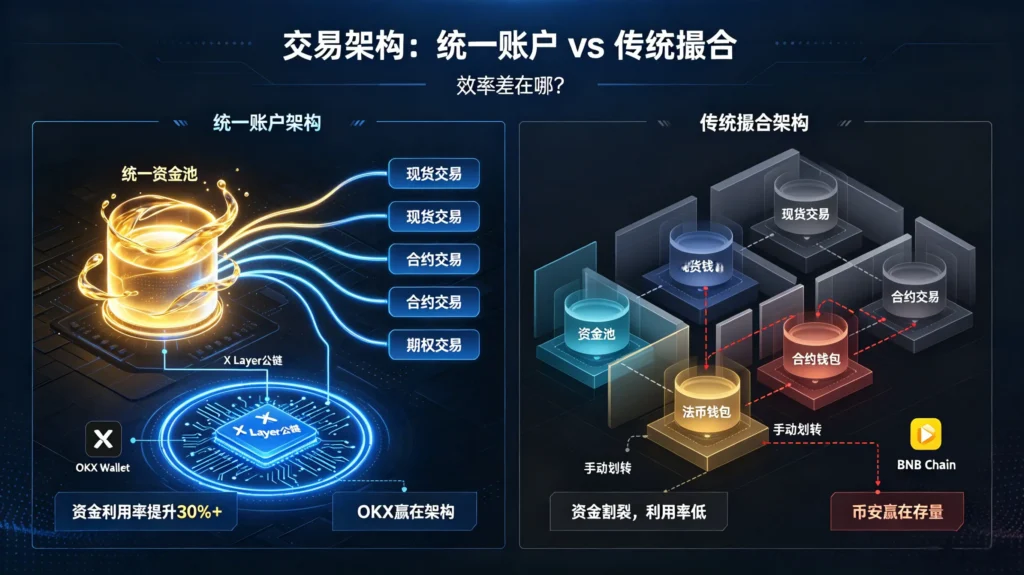 对比 “统一账户” 与 “传统架构” 的插图