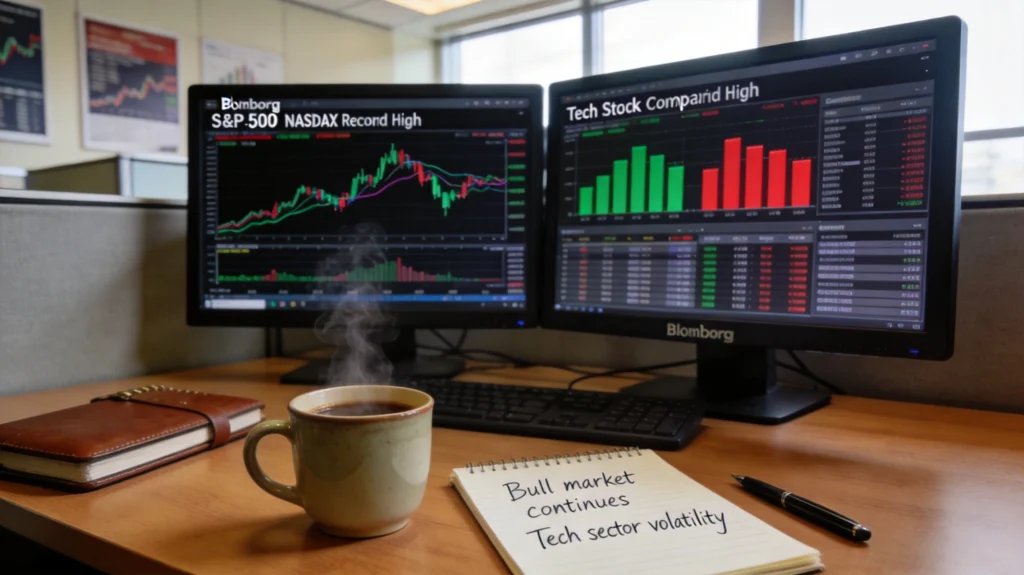 AI资本支出:Bloomberg终端上标普纳指创新高与科技股财报分化对比