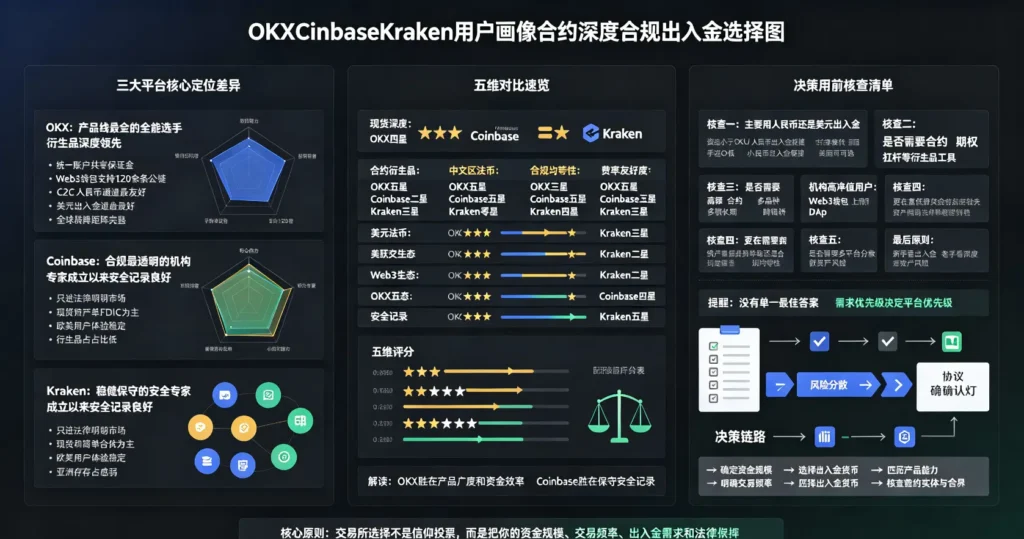 OKX Coinbase Kraken 选择图