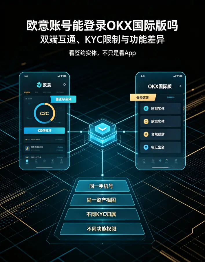 欧亿用户能用OKX国际版吗?双端账号互通、KYC限制与功能差异全解析